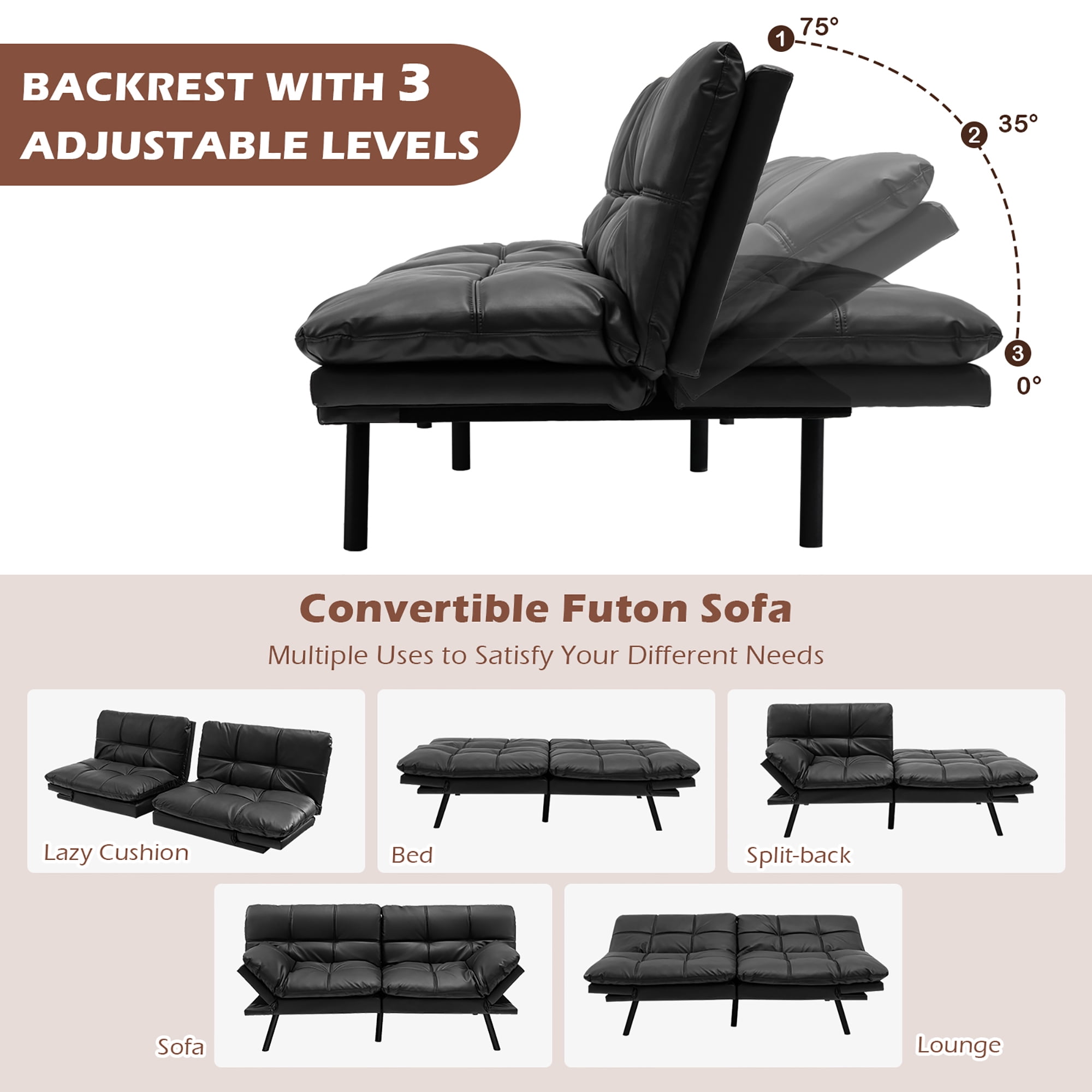 Costway sofa futon bed sleeper couch convertible sale mattress