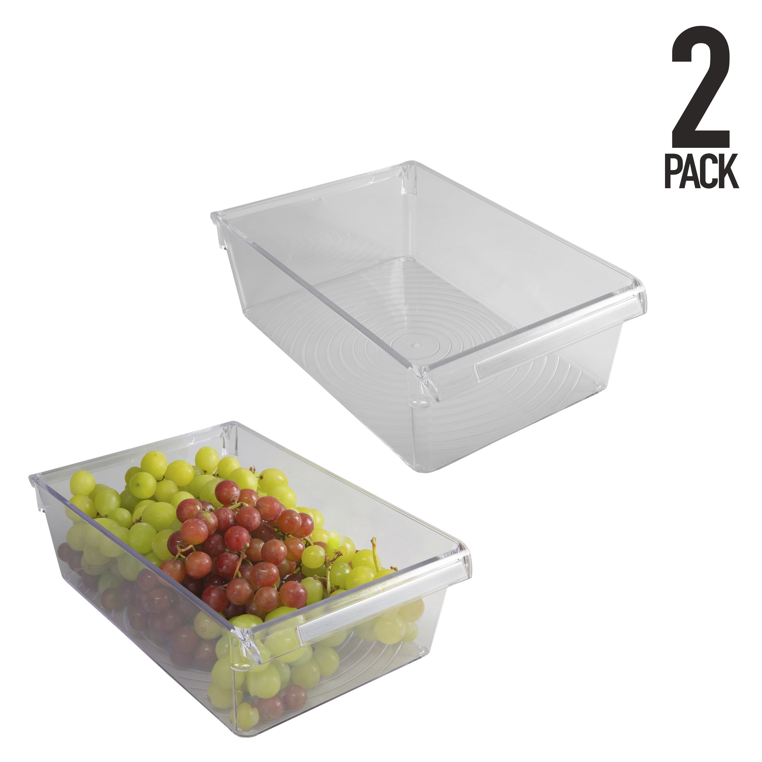 Kitchen Details 2 Pack Slim Refrigerator Storage Bins