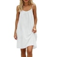 thumbnail image 4 of Xaqiouau Womens Solid Spaghetti Strap Mini Dress Backless Casual Summer Loose Swing Dress Sleeveless Beach Vacation Sundress, 4 of 7