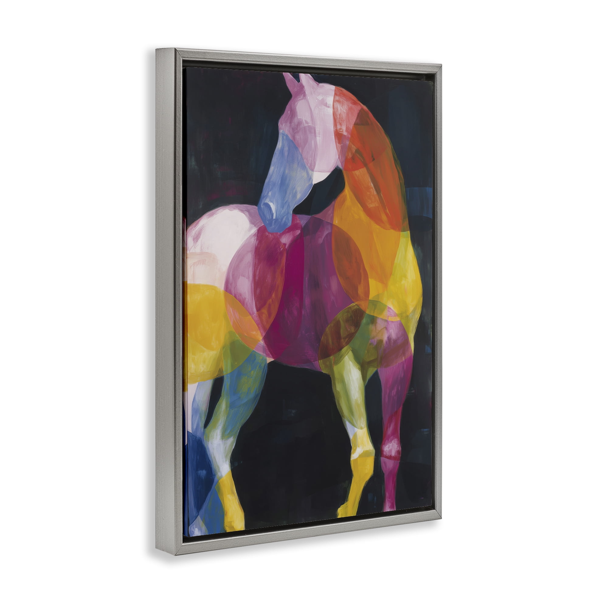 Stupell Industries Prism Horse Abstraction Gray Framed Floater Canvas Wall Art, design by Chromatic Storm Studio