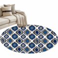 thumbnail image 2 of Abstract Art Round Living Room Rugs 4 ft, Modern Diamond Patterns Blue White Grey Geometric Washable Area Rug with Non-Slip Sturdy Edge Binding Round Carpet for Entryway Kitchen Bedroom Bathroom, 2 of 9