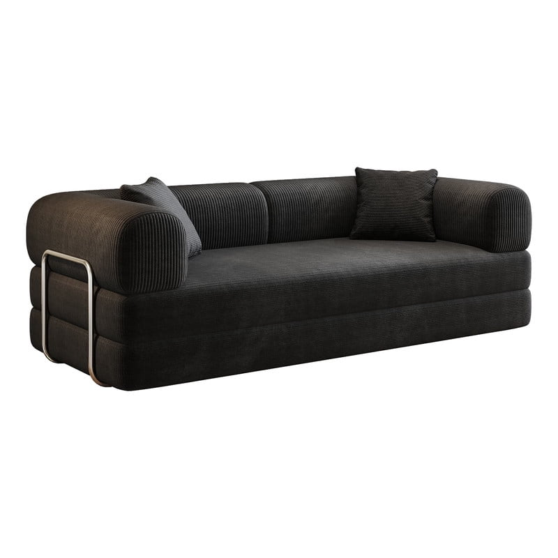 78.8" Convertible Sleeper Sofa Bed, Corduroy Folding Modern Boneless Couch Compression Sofa in Box, Floor Sofa Loveseat with Support Rods