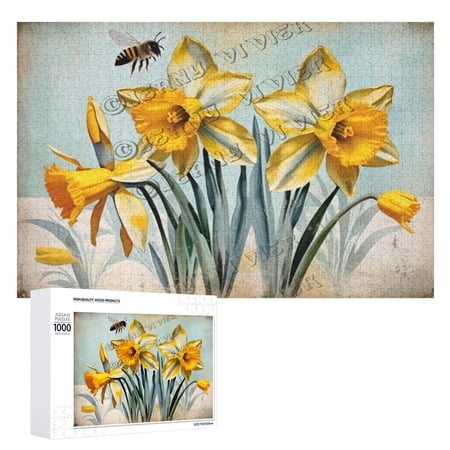 Puzzles for Adults 1000 Pieces Difficult Challenge Daffodil Flower Jigsaw Puzzles Spring Flower Puzzles as Wall Decor