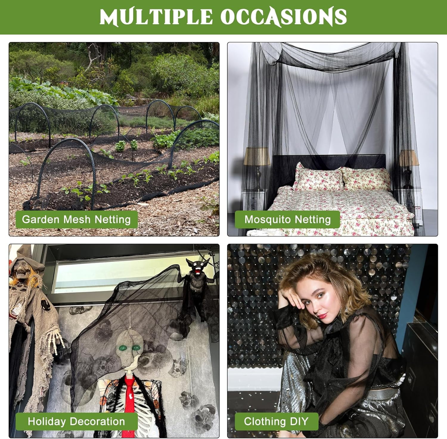 39 x 10 Ft Breathable Garden Mesh Netting, Multipurpose Insect and Bird Barrier Net, Outdoor Mosquito Protection Cover for Patio, Vegetables, Fruits and Garden Plants