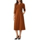 thumbnail image 1 of Vestido de trabajo para mujer Inspire Chic, corte A, mangas 3/4, vestido midi elegante, color caramelo, talla XL, 1 of 6