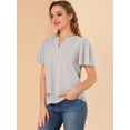 thumbnail image 3 of Top de gasa Allegra K con mangas de mariposa blusa informal holgada gris claro M, 3 of 6