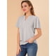 thumbnail image 3 of Top de gasa Allegra K con mangas de mariposa blusa informal holgada gris claro M, 3 of 6