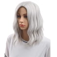thumbnail image 2 of BERON Silver White Short Wigs Women Girls Curly Wavy Hair Wig 14" Synthetic Bob Wigs, 2 of 6