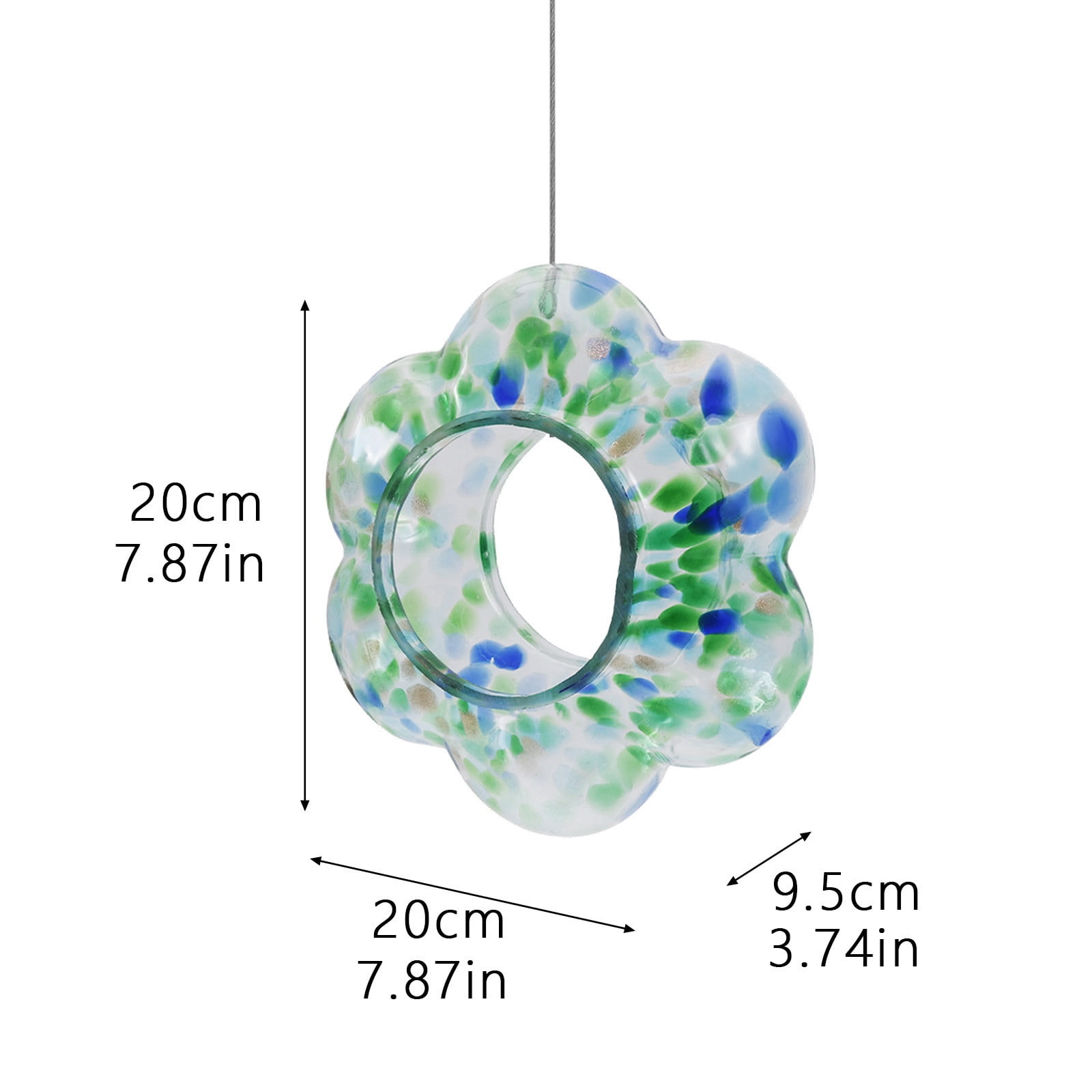 Garden Hanging Flower-Shaped Stained Glass Hummingbirds Feeder Hand-Painteds Polka Dots Glass Designs Outdoor Garden Nectars Station with Perchs Rings