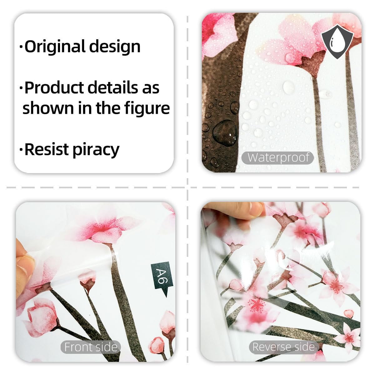 Large Cherry Blossom Tree Wall Stickers Pink Flower Tree Wall Decals for Girls Kids Bedroom Nursery Living Room TV Wall Decor