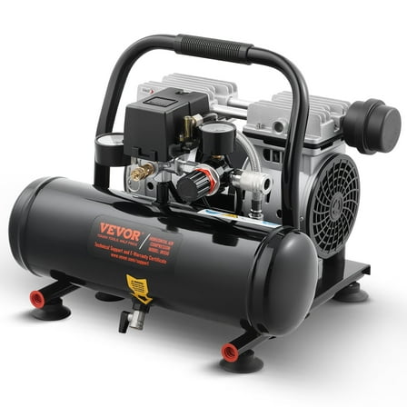 VEVOR Air Compressor, 1 Gallon Steel Tank, 1HP 1.5 CFM 90PSI Oil Free Air Compressor & Max. 120PSI Pressure, 78dB Ultra Quiet Portable Compressor, for Auto Repair, Tire Inflation, Spray Painting