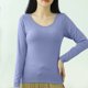 thumbnail image 1 of Pijama de manga larga para mujer, color liso, manga larga, cuello redondo, con copa acolchada, ropa de casa, pijama modal para mujer, 1 of 8