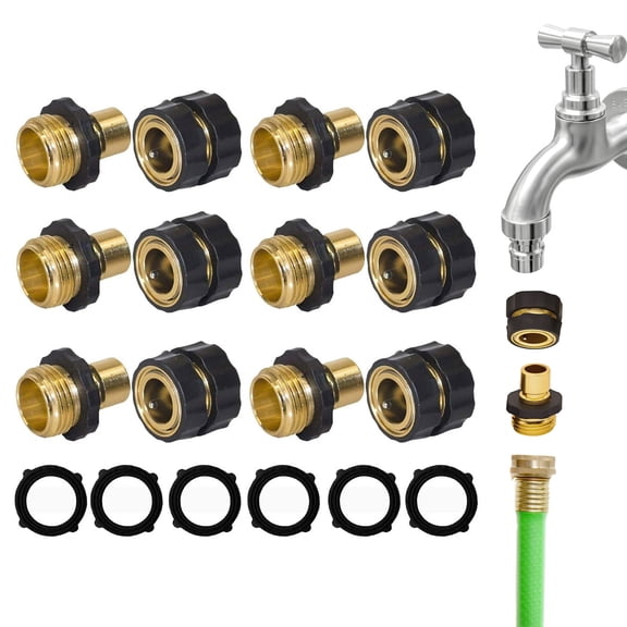 RYLZX 6 Pcs Garden Hose Quick Connector, 3/4 Inch Male and Female Garden Hose Fitting Quick Connector