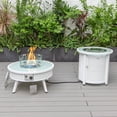 thumbnail image 4 of LeisureMod Walbrooke Modern Aluminum 5-Piece Patio Conversation Set with Outdoor Round Fire Pit Table with Slats Design & Side Table Tank Holder And Beige Cushions, 4 of 19