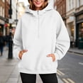 thumbnail image 6 of Vivianyo HD Women's Half Zip Hooded Sweatshirt, Roomy Long Sleeve Pullover with Pockets, Fall Warm Fleece Hoodie for Weekend Walks and Home Lounging, Sizes S-2XL, 6 of 6