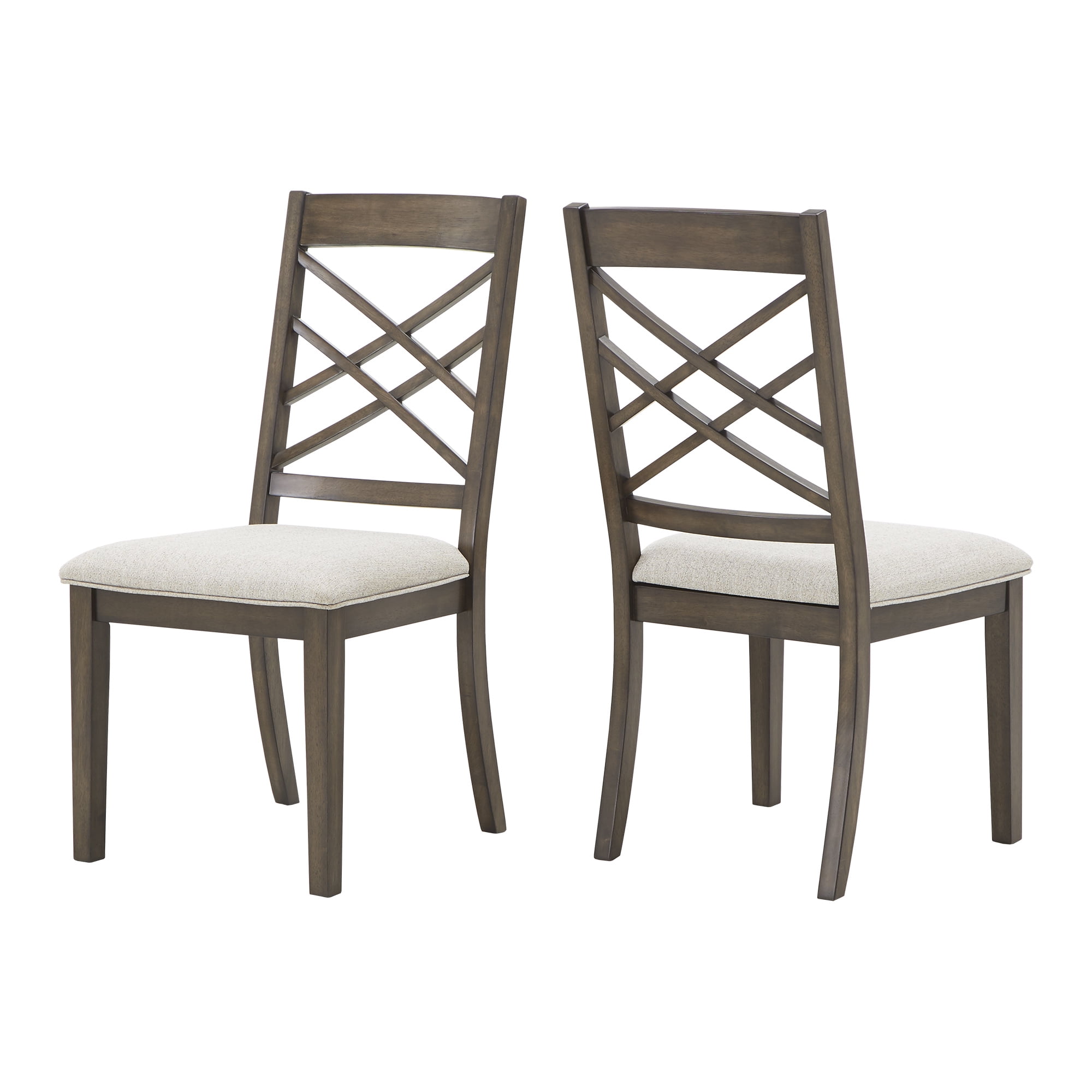 Weston Home Clayton Padded Seat Wood Espresso Finish Dining Chairs, Set of Two, Beige
