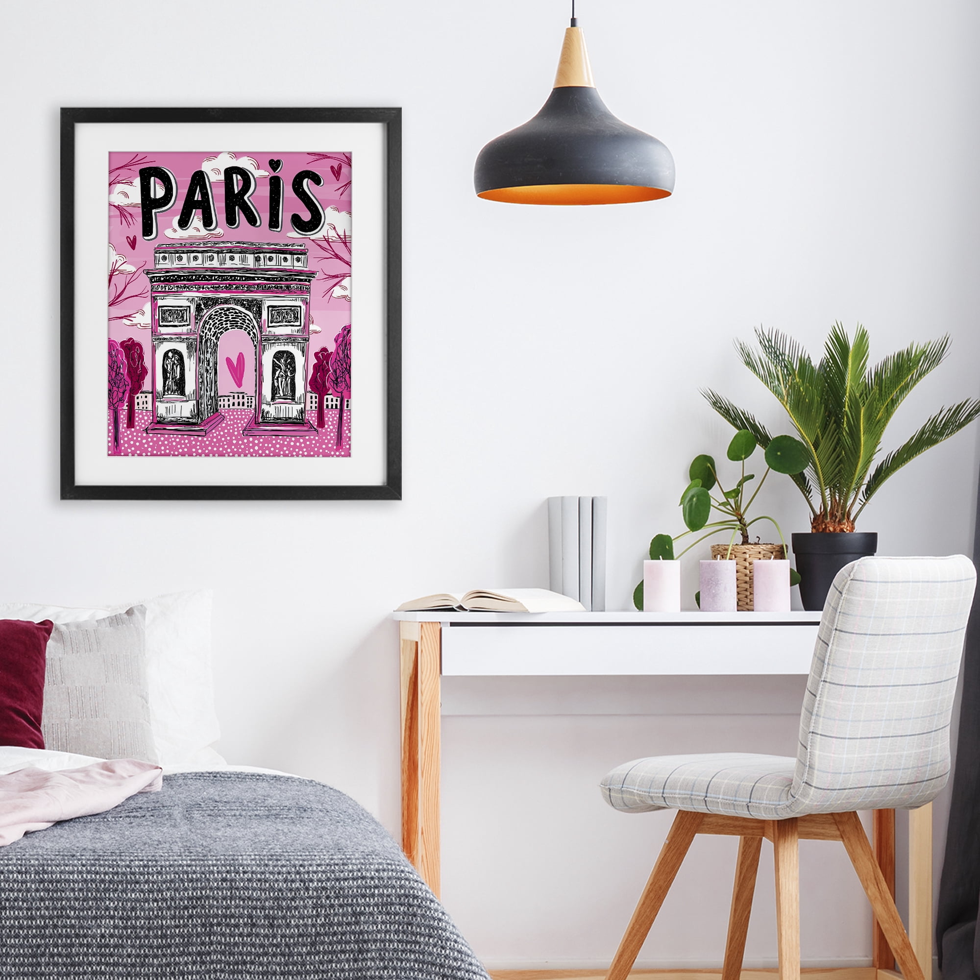 Stupell Industries Romantic Paris Arc de Triomphe Black Framed Print Under Glass, design by Jess Stempel