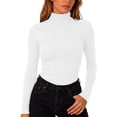 thumbnail image 3 of Perfectbot Women's Long Sleeve Tee Turtleneck Ribbed Knit Stretchable Top Fitted Basic Layering Shirt, 3 of 6