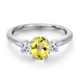 thumbnail image 3 of Gem Stone King 925 Sterling Silver Canary Mystic Topaz and White Topaz Engagement Ring for Women | 1.23 Cttw | Oval 7X5MM | Gemstone November Birthstone | Size 8, 3 of 6