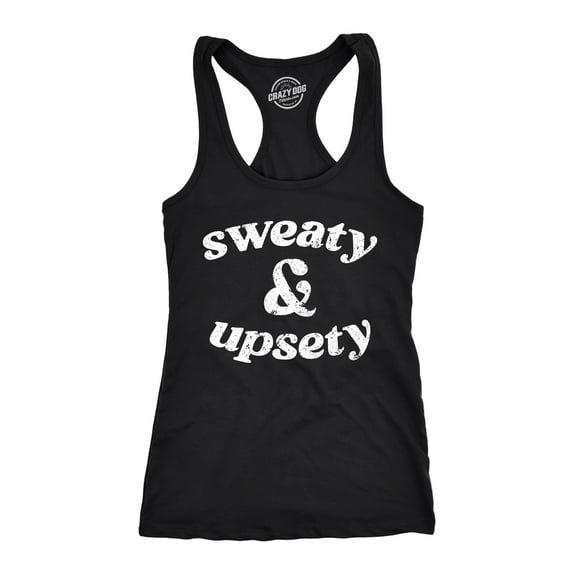 Womens Sweaty and Upsety Fitness Tank Funny Sarcastic Workout Graphic Novelty Sleeveless Tee for Ladies