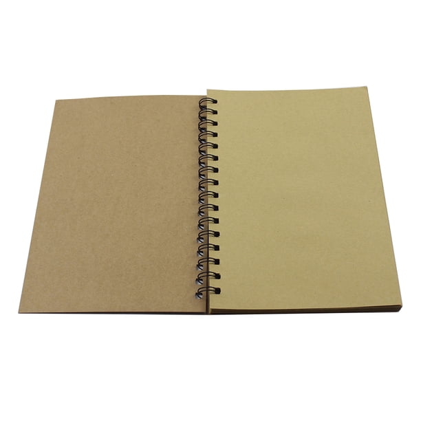Cuaderno de bocetos en espiral de papel kraft vintage, tamaño A5, diario, planificador, cuaderno para estudiantes, oficina, escritura y dibujo (cubierta kraft/página de papel kraft)