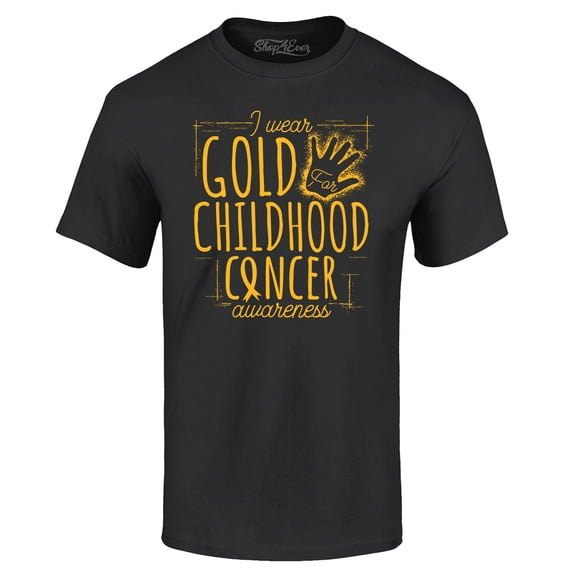 Shop4Ever Men's I Wear Gold for Childhood Cancer Awareness Graphic T-shirt XXXX-Large Black