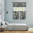 thumbnail image 6 of Gold Leaves Silhouette Kitchen Curtains Valances and Tiers Set of 3 Gray Leaf Gradient Tier Curtains and Valance with Rod Pocket for Small Windows, 27.5"x36", 6 of 9