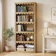 thumbnail image 3 of Fnova 5-Tier Open Bookcase, 70" Tall Bookshelf with Scalloped Edges, Modern Display Shelves Storage Organizer for Living Room, Home Office, Brown, 3 of 7