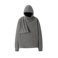thumbnail image 2 of Fleece Hoodies for Men Cowl Neck Sweatshirts Hood with neck Casual Pullover Fall Winter,Grey,M, 2 of 4