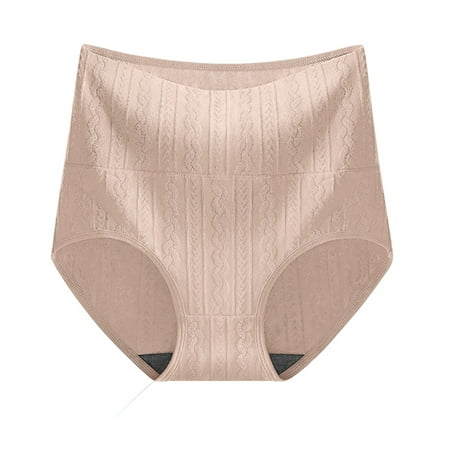 SnnmBlm Plus Size Briefs for Women Cotton Underwear Ladies Full Coverage Panties High Waist Lingerie Tummy Control Underpants Coffee M