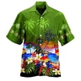 thumbnail image 1 of Camisas Para Hombre Manga Larga Camisa de manga corta con estampado de para fiesta en la playa, informal, a la moda, para primavera/verano, para hombre (Green, XL), 1 of 4