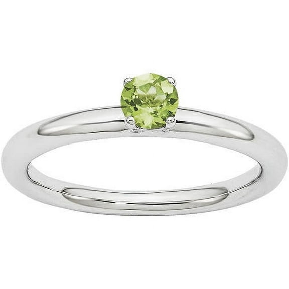 Stackable Expressions Sterling Silver Peridot Rhodium-plated Ring