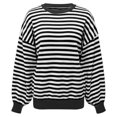 thumbnail image 5 of Sweaters Women Stripe Open Back Contrast Color Loose Long Sleeve Tops Fall Winter Knit Blouse Daily Wear, 5 of 6