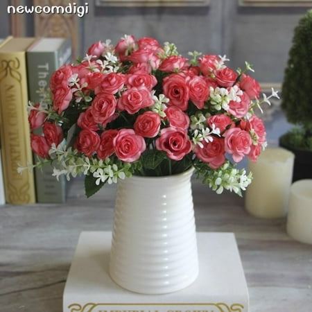 Charming 15 Buds 1 Bouquet Mini Rose Artificial Silk Flower Decoration ...