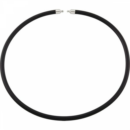 Blk Rub (Black Rubber Key End Necklace for Pearl Swaps 68731 / Stainless Steel / 18.00 Inch/ 03.00Mm / Polished / Blk Rub Cord W/ Keyends For)