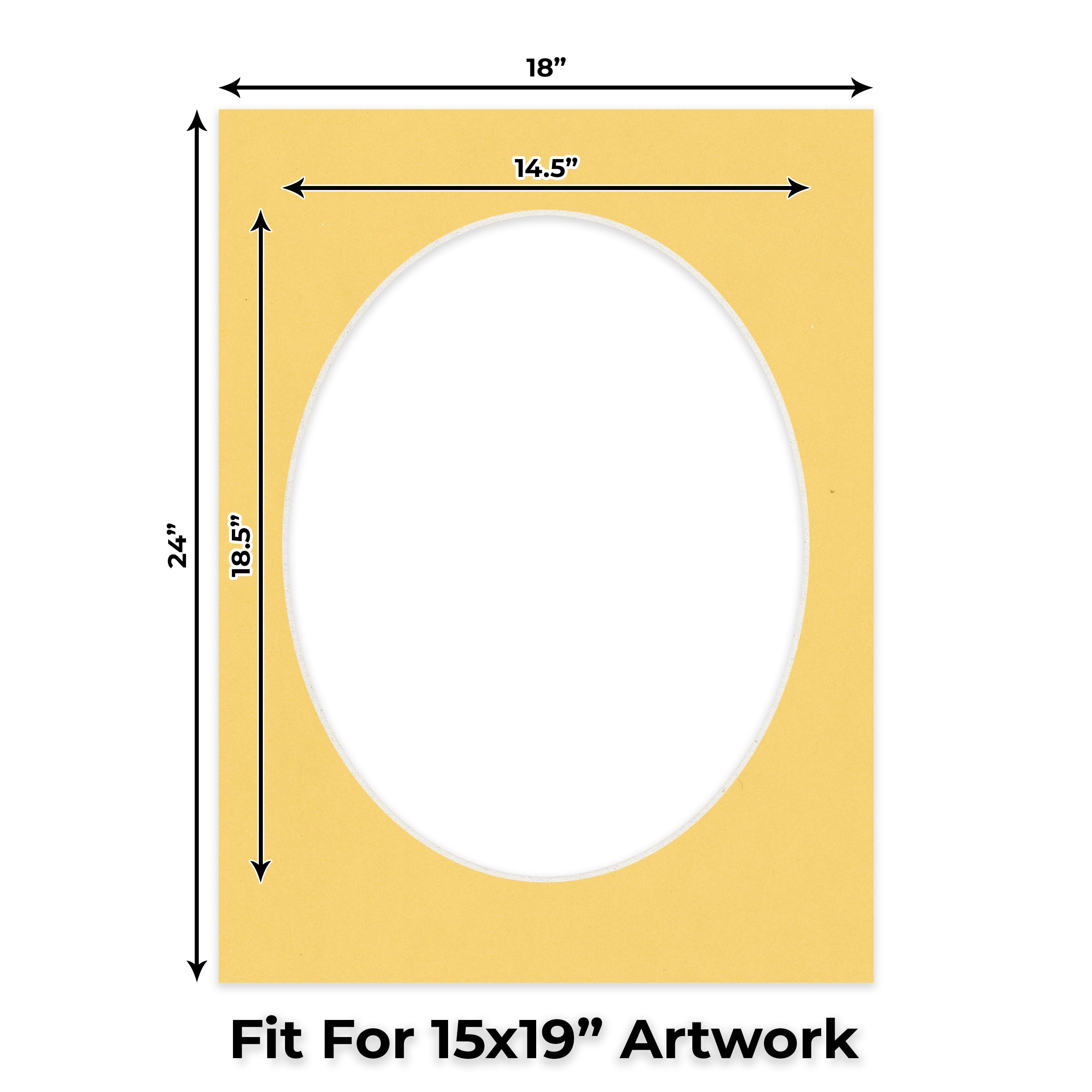 Light Orange Picture Frame Mat for 18x24 Frames - Oval Opening for 15x19 Photos - 50 Mats