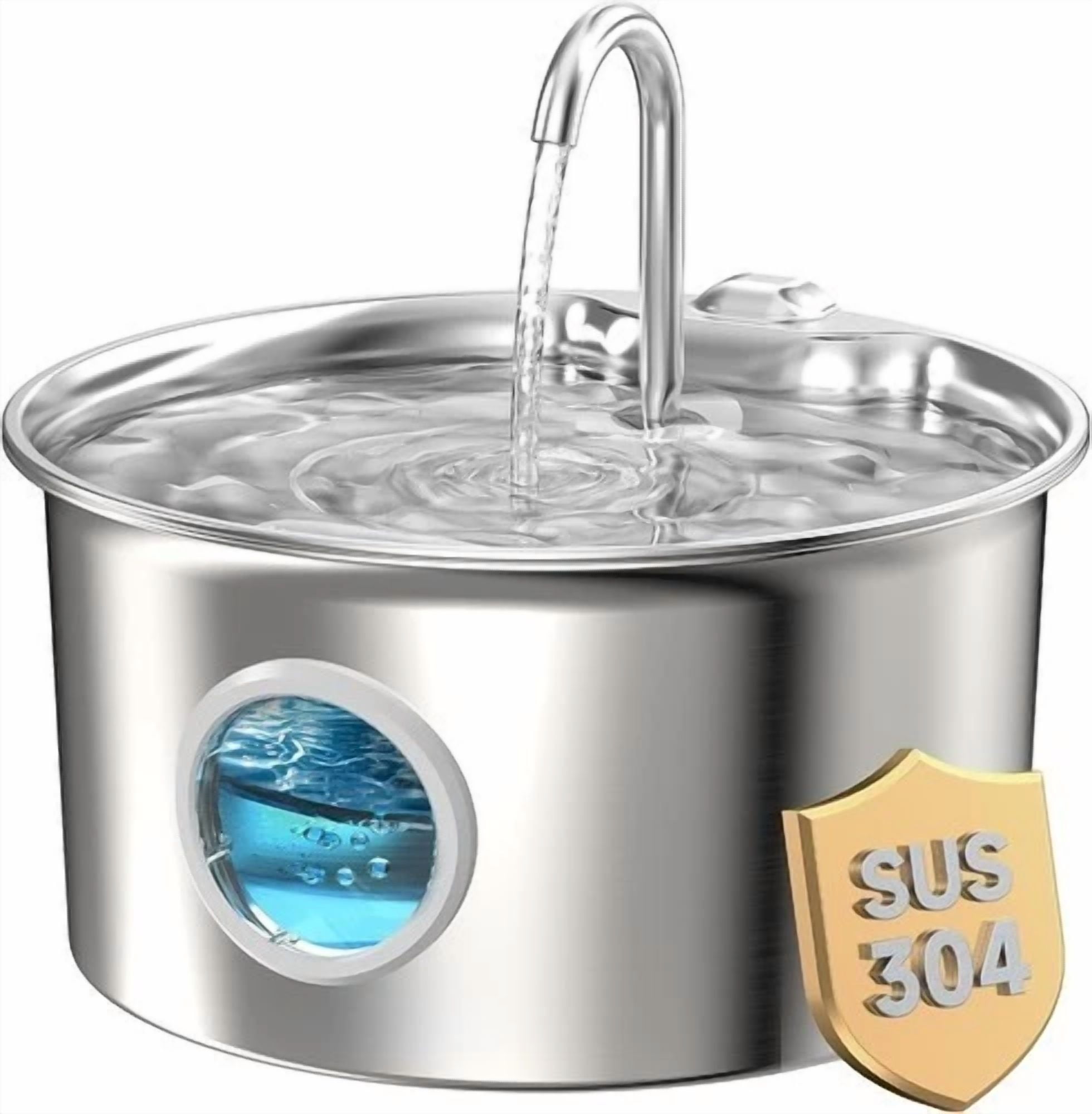DFS Stainless Steel Pet Automatic Water Fountain, 108oz/3.2L Large Capacity and Ultra-Quiet Pet Drinking Dispenser Includes 2 Replacement Filters & Sponges for Cats & Dogs