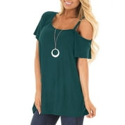Women's One-sided Sling Off-The Shoulder Short Sleeves T-shirt