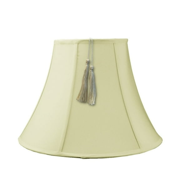 10x20x15 Bell Tassel Lampshade, Eggshell Shantung Fabric