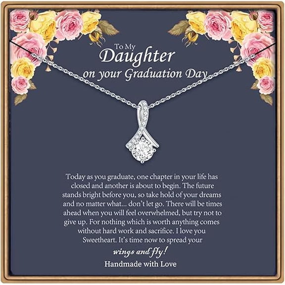 Graduation Necklaces for Women with Message Card and Gift Box, College Graduation Gifts for Her, Alluring Beauty Necklace Graduation Gift for Daughter Mom and Dad, Graduation Gifts for Daughter