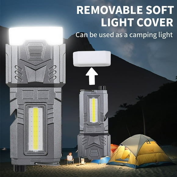 LJNYFDC Portable Camping Light Camping Flashlight with Glass Breaker Super Bright Telescopic Zoom and Multiple Modes Waterproof Rechargeable LED Torch