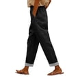 thumbnail image 2 of Cropped Beach Pants for Women 2026 Spring Summer Relaxed Fit Elastic Waist Straight Leg Lightweight Linen Pants with Pockets, 2 of 6