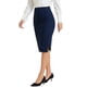 thumbnail image 4 of Falda Lápiz de Mujer Inspire Chic de Cintura Alta con Abertura y Cierre Invisible, Falda de Trabajo, Talla L, Azul Oscuro, 4 of 6