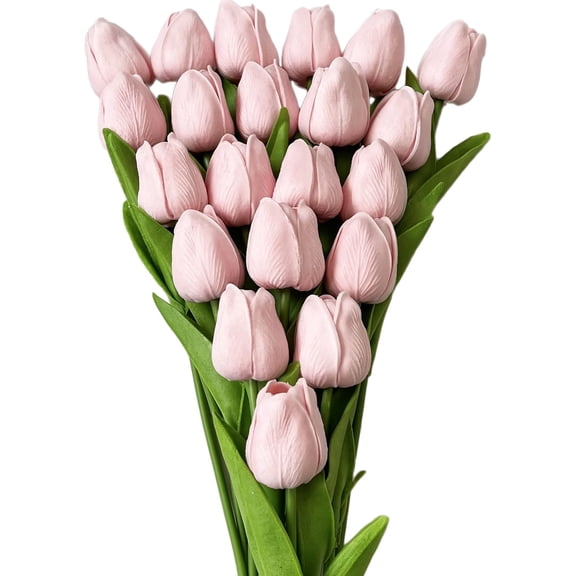 10 pcs Artificial Pink Tulip Flowers Faux Tulips with Stems PU Real Touch Tulips for Easter Spring Wreath Floral Arrangement Centerpiece Wedding Bouquets Baby Shower Decoration