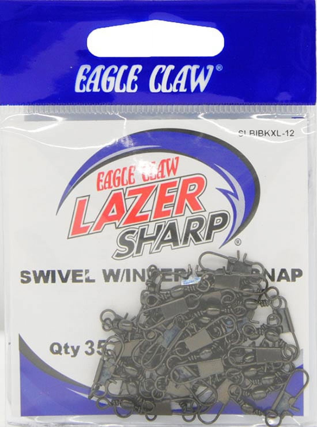 (2 pack) Lazer Sharp Barrel Swivel with Interlock Snap, Black, Size 12, 35 Pack