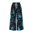 thumbnail image 7 of ZToonmas Women's Print Drawstring Waist Culottes Loose Wide Leg Cropped Pants with Pockets for Summer Casual Wear, 7 of 7