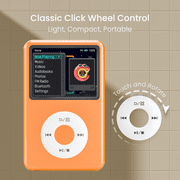 Innioasis Mp3 Player with Bluetooth, 2.4 128GB Portable Mini Digital Music Player with FM Radio Audiobook for Kids (Orange)
