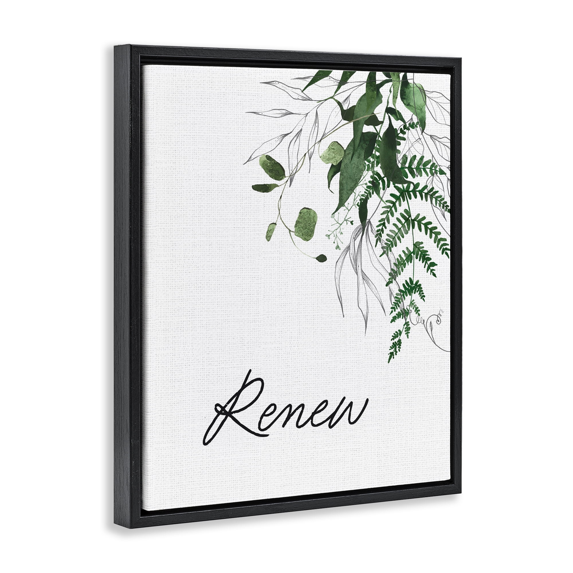 Renew Ferns & Botanicals Black Framed Floater Canvas Wall Art, design by Lettered and Lined