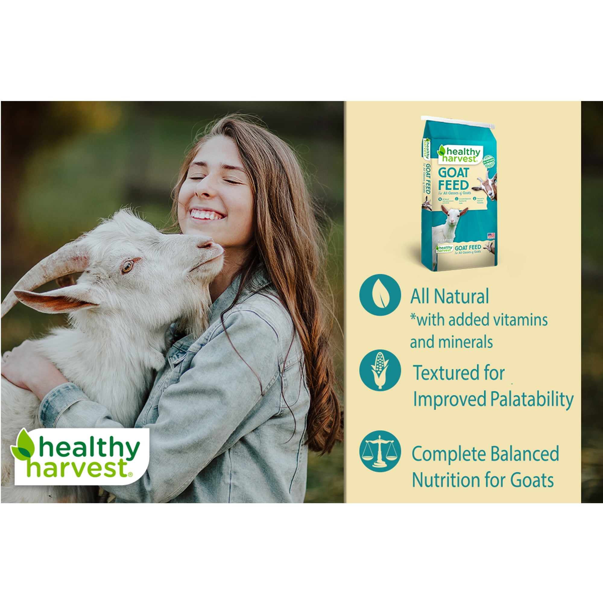 (3 pack) Healthy Harvest All Natural 16% Textured Goat Feed 40 lb Bag