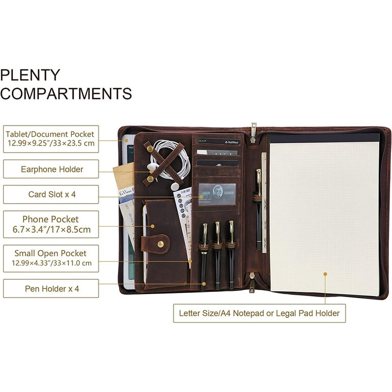 AZXCG Leather Portfolio Folder for Men, A4 Personlized Resume AZXCG Leather Portfolio Folder for Men, A4 Personlized Resume